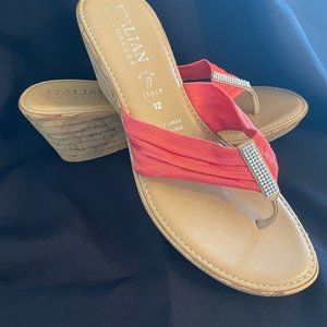 Italian Shoemakers Red Wedge Sandals